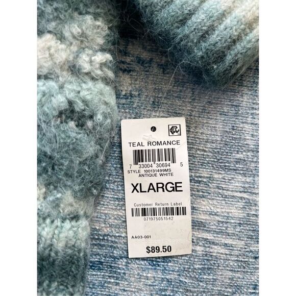 NWT! Alfani Teal Romance Antique White Textured Acrylic Wool Blend Sweater XL - Picture 4 of 8
